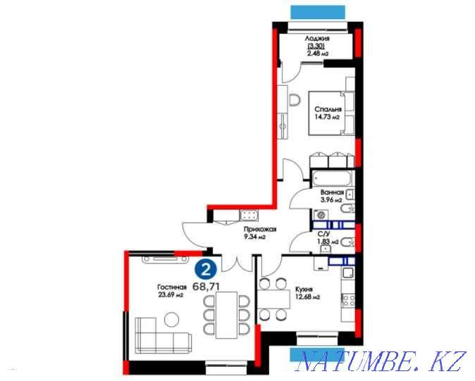 Двухкомнатная квартира Астана - изображение 1
