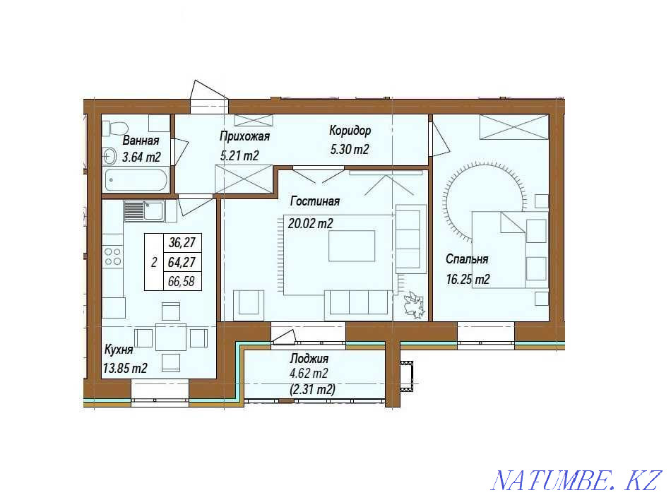 2-room apartment Astana - photo 1