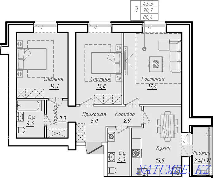 Двухкомнатная квартира Астана - изображение 5