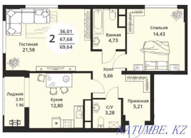 2-room apartment Astana - photo 8