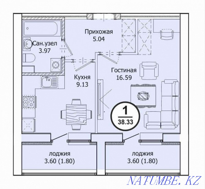 1-room apartment Astana - photo 1