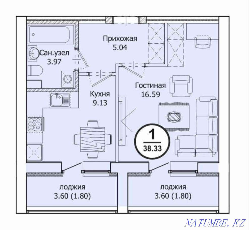 1-room apartment Astana - photo 1
