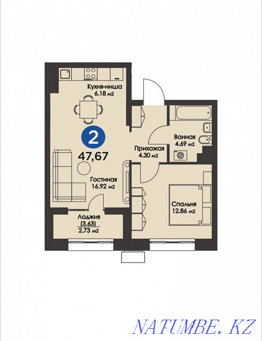 1-room apartment Astana - photo 2