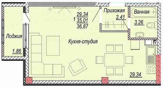 Однокомнатная квартира Almaty