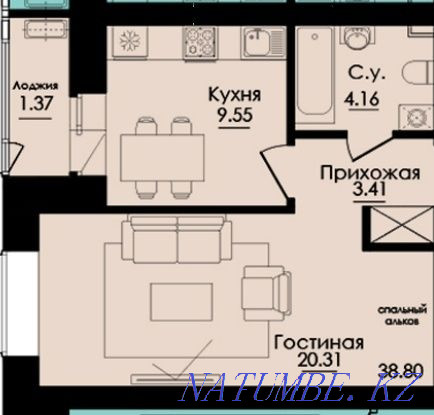 Однокомнатная квартира Алматы - изображение 1