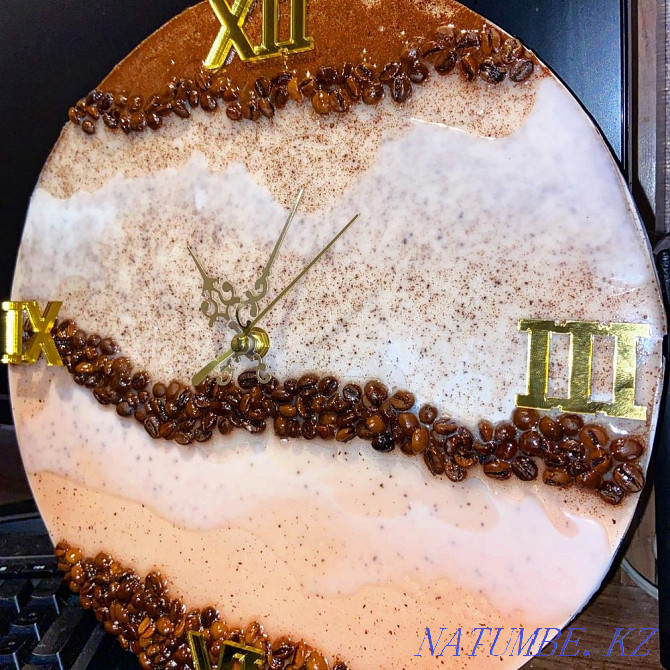 Epoxy resin clock with real coffee beans Almaty - photo 1