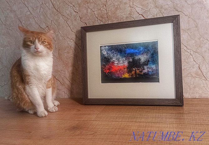 Handmade painting night landscape in a frame interior painting Almaty - photo 2