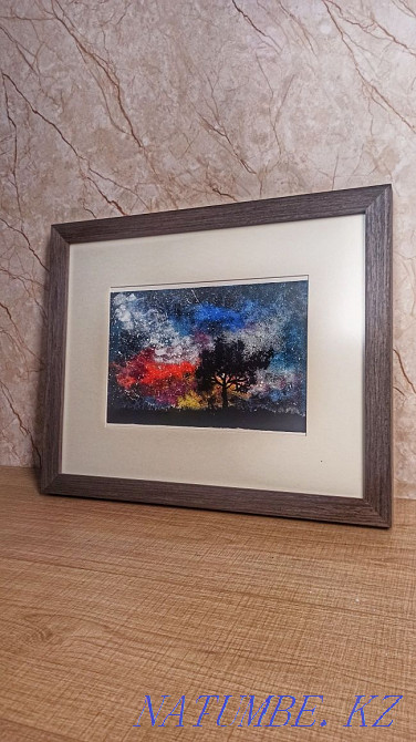 Картина ручной работы ночной пейзаж в раме живопись интерьерная Алматы - изображение 3