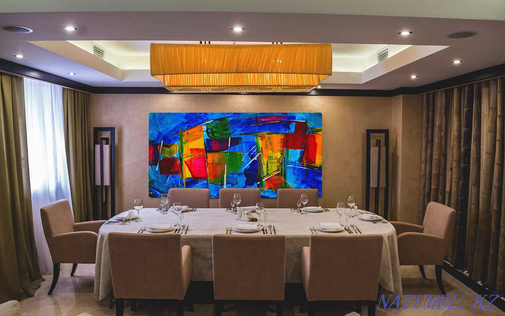 Большая картина 256 х 128 см холст масло абстрактная живопись ручная Алматы - изображение 2