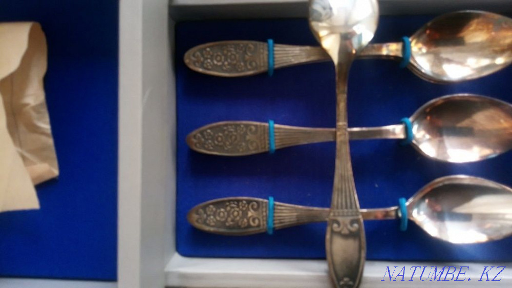 Cupronickel, cutlery set 6x3 + 12 teaspoons. Almaty - photo 3