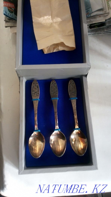 Cupronickel, cutlery set 6x3 + 12 teaspoons. Almaty - photo 2
