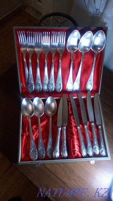 Cupronickel, cutlery set 6x3 + 12 teaspoons. Almaty - photo 1