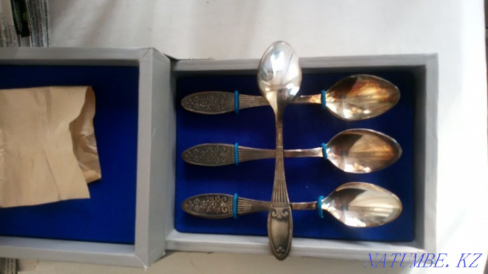 Cupronickel, cutlery set 6x3 + 12 teaspoons. Almaty - photo 4