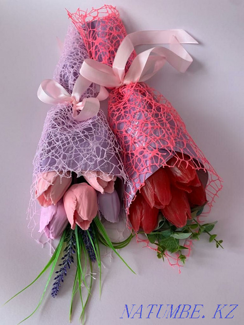 Тюльпаны из мыла, красивый букет Алматы - изображение 4