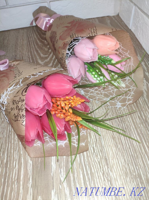 Тюльпаны из мыла, красивый букет Алматы - изображение 2