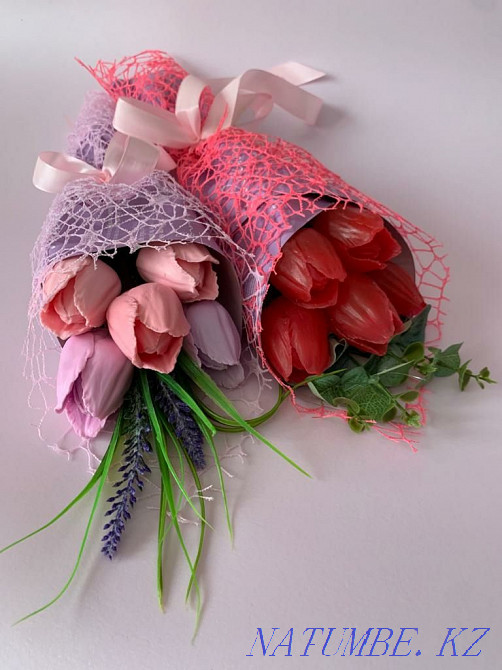 Тюльпаны из мыла, красивый букет Алматы - изображение 1