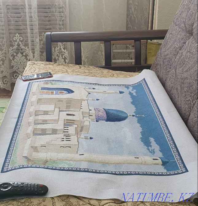 Вышитая в ручную картина "мечети Имангали в Атырау" Алматы - изображение 2