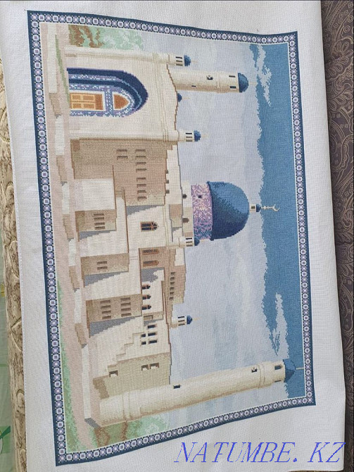 Вышитая в ручную картина "мечети Имангали в Атырау" Алматы - изображение 3