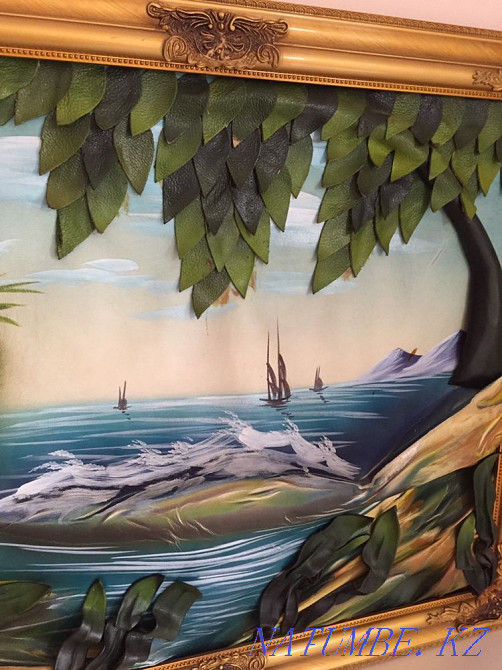 Объемная кожаная картина 70х55 Алматы - изображение 3