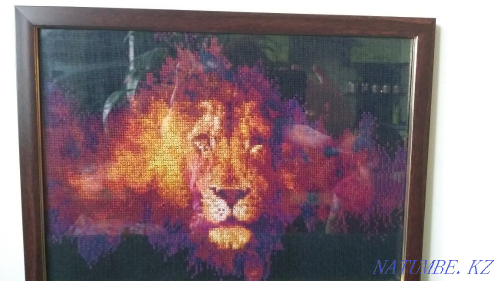 Огненный лев, вышивка крестиком. Алматы - изображение 1