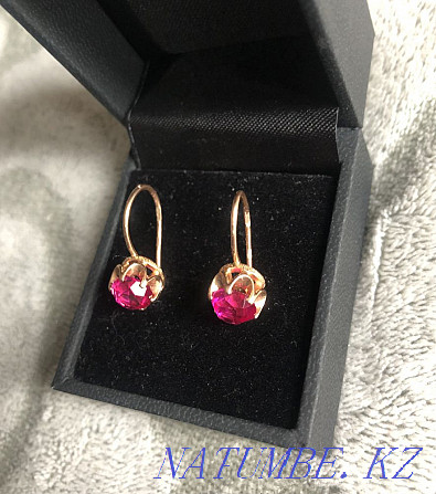 USSR ruby gold earrings Almaty - photo 1