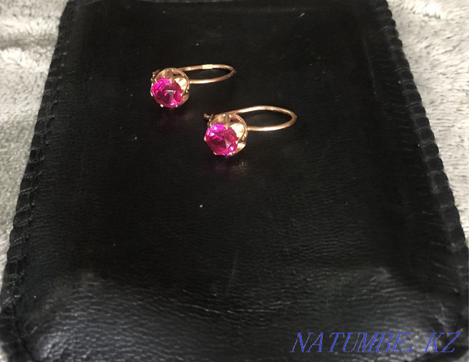USSR ruby gold earrings Almaty - photo 2