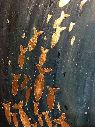 Картина холст акрил 60х40 рыбы рыбки Алматы