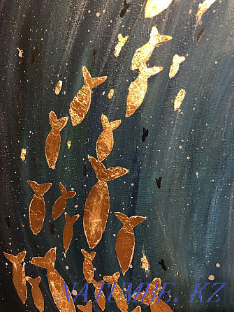 Картина холст акрил 60х40 рыбы рыбки Алматы - изображение 2