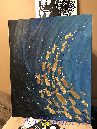 Картина холст акрил 60х40 рыбы рыбки Алматы - изображение 4