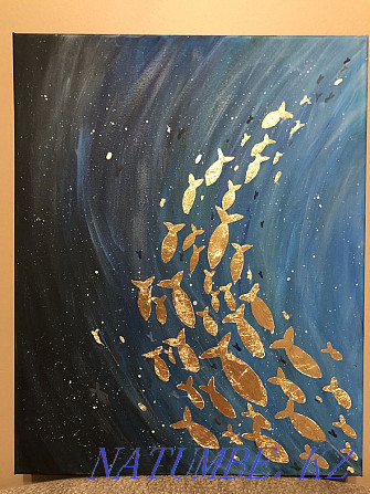 Картина холст акрил 60х40 рыбы рыбки Алматы - изображение 1