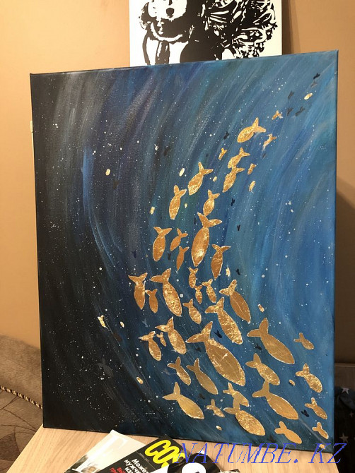 Painting canvas acrylic 60x40 fish fish Almaty - photo 4