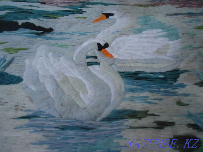 Панно Гобелен Ручная работа пара лебедей - ЛЮБОВЬ символическая Алматы - изображение 2