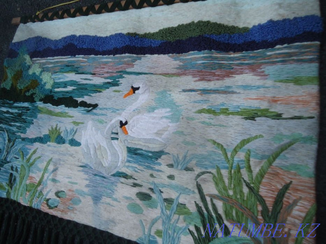 Панно Гобелен Ручная работа пара лебедей - ЛЮБОВЬ символическая Алматы - изображение 3
