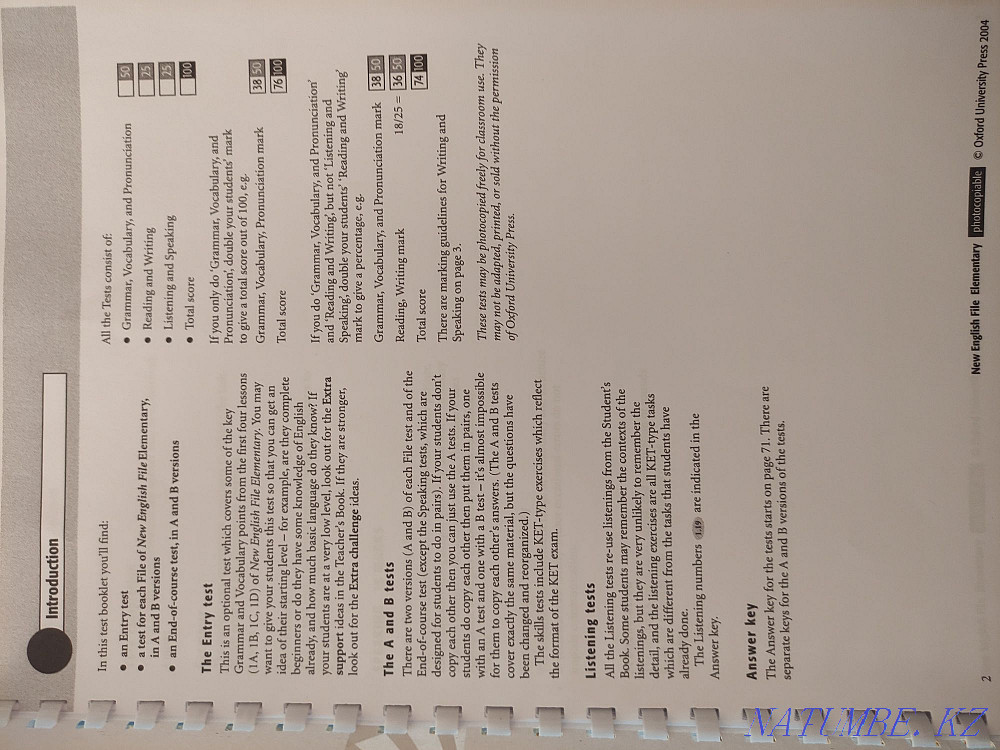 Collection book of tests, new English file OXFORD, ELEMENTARY TEST Booklet Almaty - photo 3