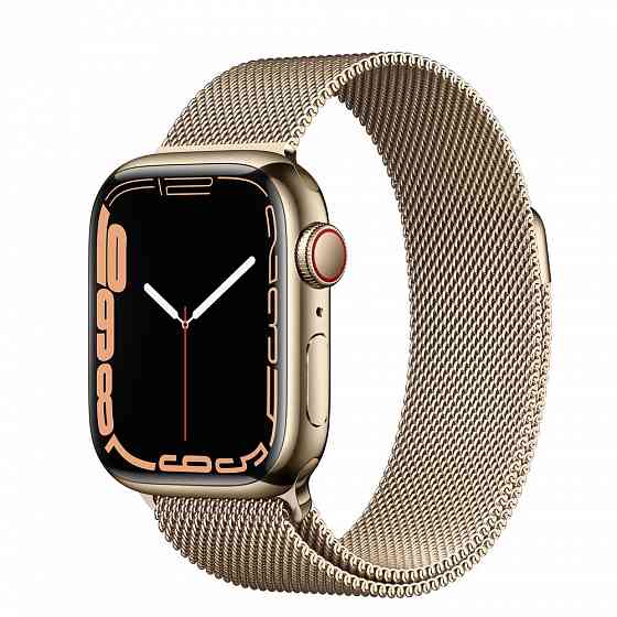 Apple Watch 7 41mm Gold Stainless Steel + 3 оригинальных ремешка  Алматы