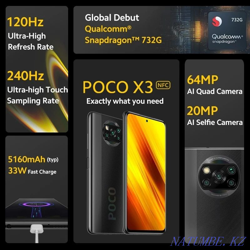 Poco X3 NFC, 6/64 (новый) Алматы - изображение 1