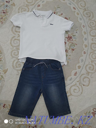 White T-shirt and new quality denim shorts 8-9 years. Almaty - photo 3