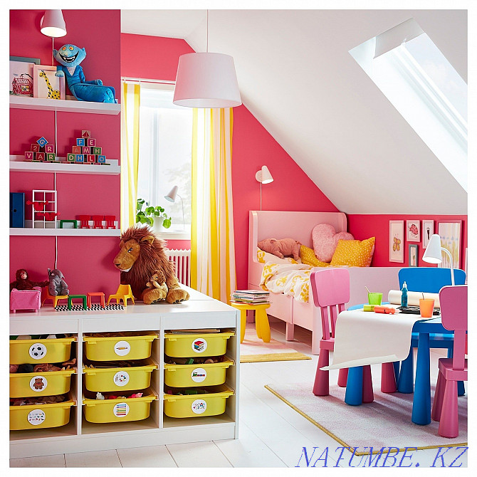 IKEA BUSUNGE Extendable bed, light pink 80x200 cm Shymkent - photo 4