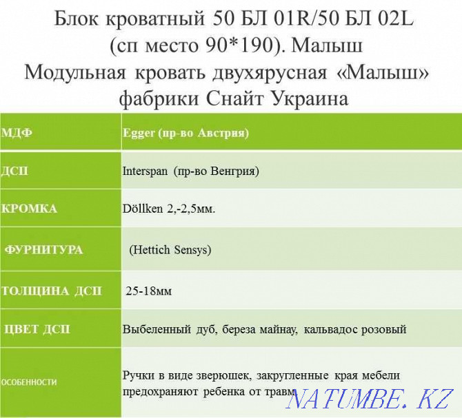 Двух ярусная детская кровать модульная "малыш", Украина сп.90х190 Бостандык - изображение 3