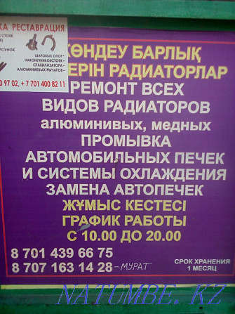 Repair of radiators, washing of car ovens, cooling systems, replacement of stoves Astana - photo 1