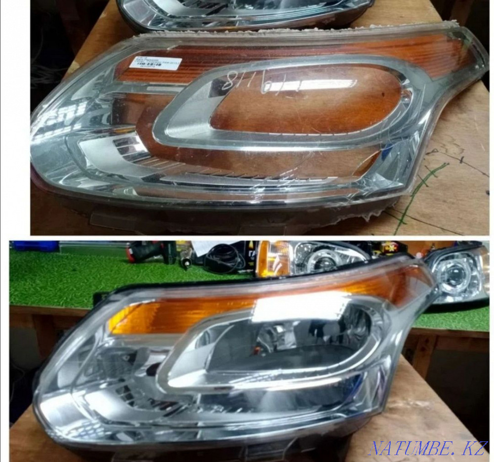 Жылтырату фараларын тазалау линзаларды орнатуды қалпына келтіру сынған жарықтар  Алматы - изображение 3