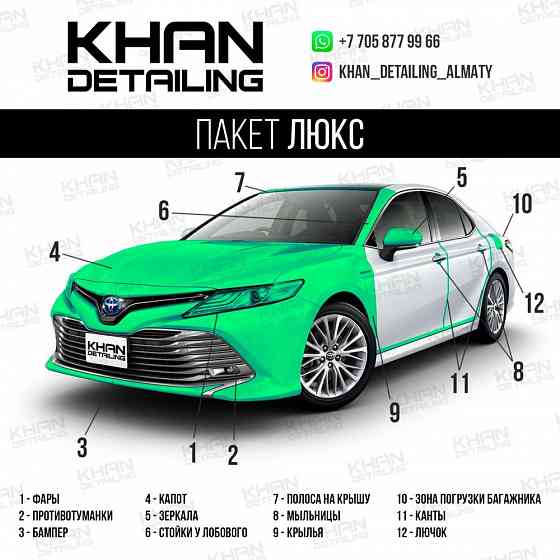 Антигравийная бронепленка, оклейка фар, оклейка кузова. Khan Detailing Алматы