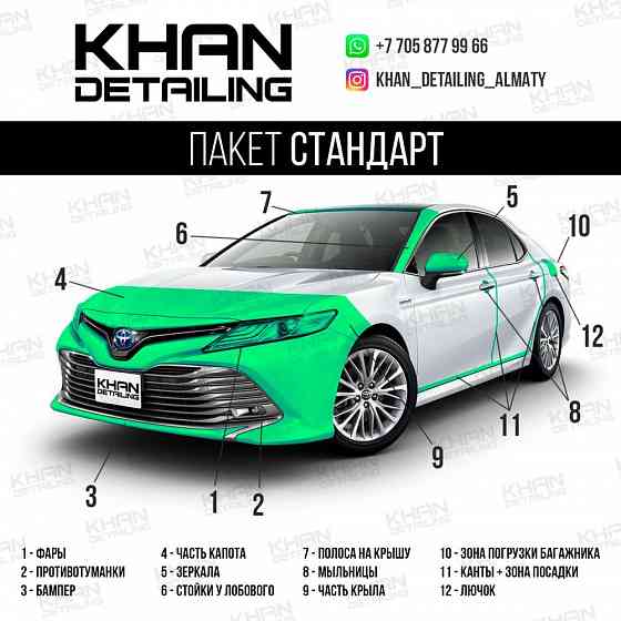 Антигравийная бронепленка, оклейка фар, оклейка кузова. Khan Detailing Алматы