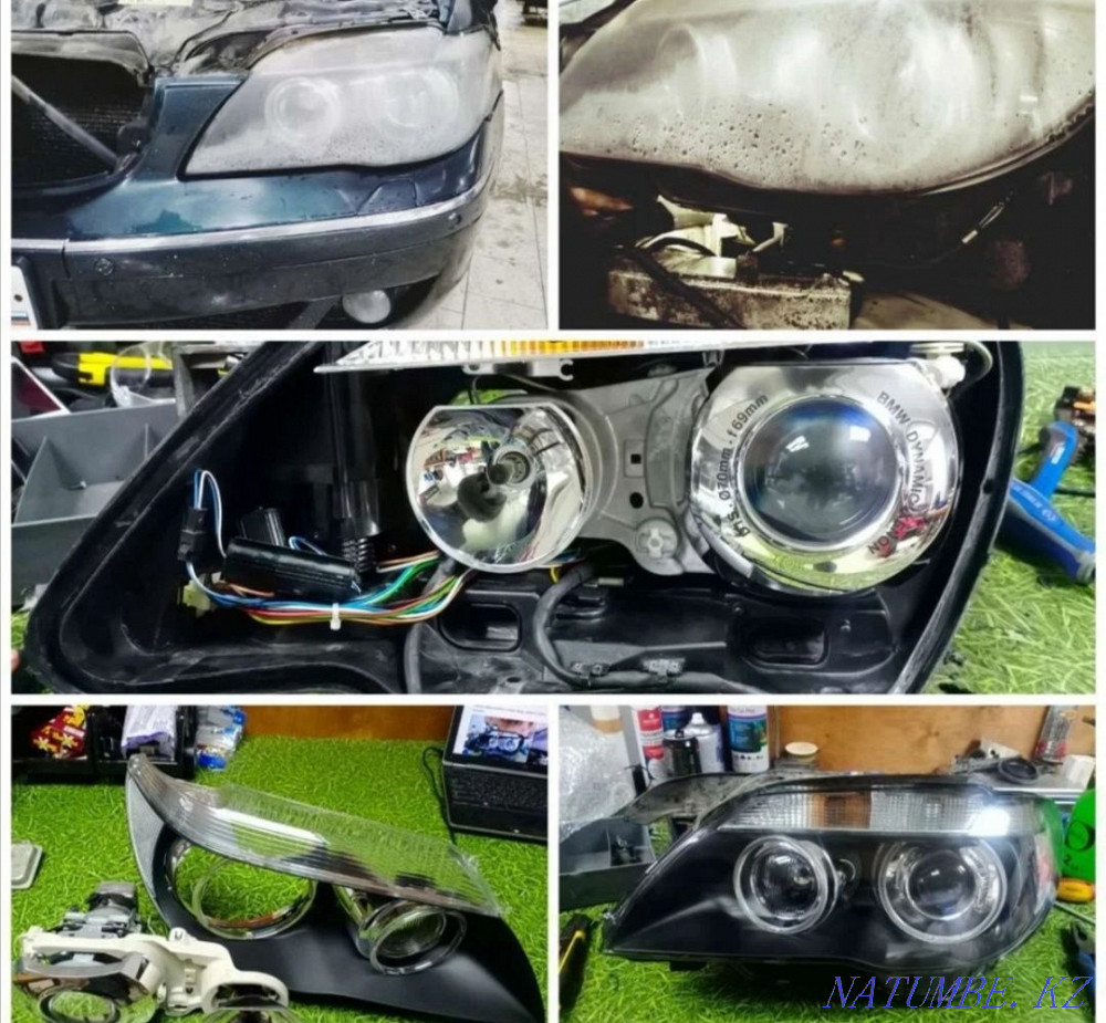 Repair polishing headlight cleaning /lenses installation/!chips cracks Toning Almaty - photo 1