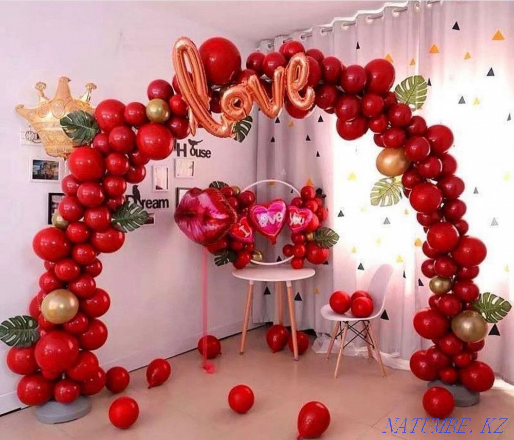 Шарлармен, аркалармен, жартылай аркалармен, фотоаймақтармен безендіру  Алматы - изображение 1