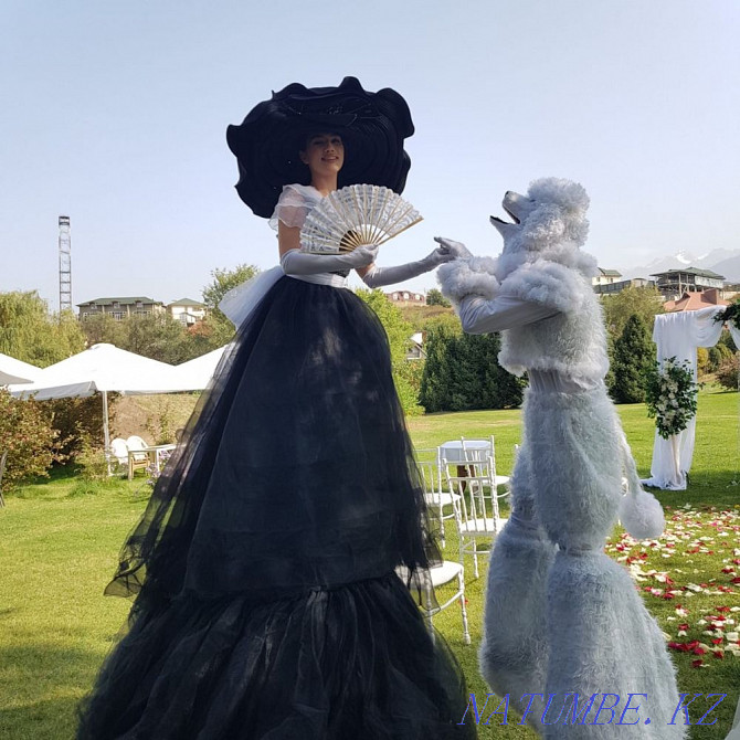White poodle and lady. Animators. Stilt walkers. Hostess Almaty - photo 3
