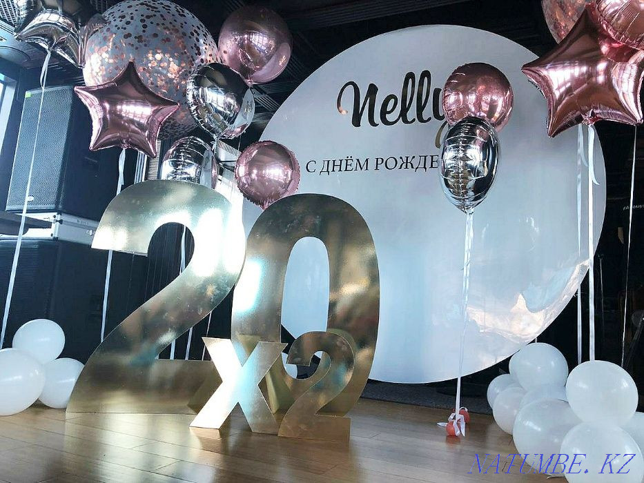 Photo zone. Decoration with balloons, flowers, PVC. Banner. Almaty - photo 2