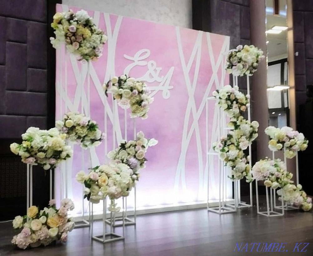 Оформление свадеб, Фотозона, Баннер, Президиум молодых и тд Астана - изображение 4