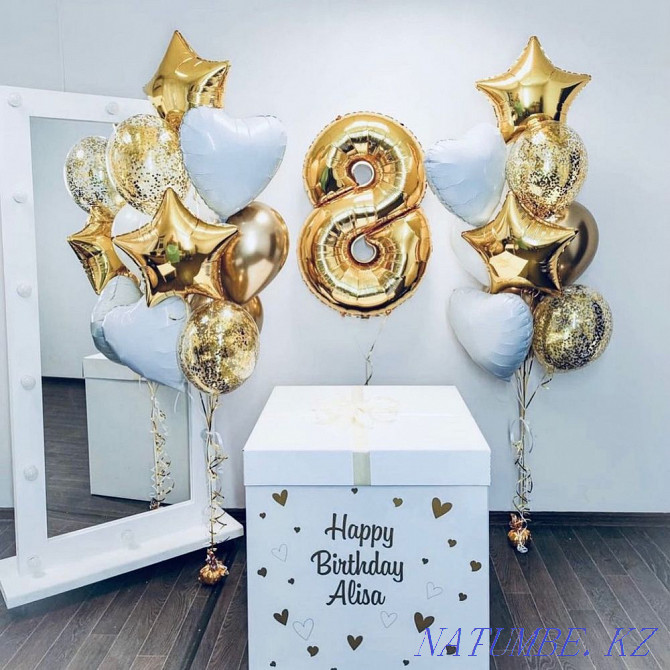 Super price! 10 helium balloons in a box-9800!individual inscription Almaty - photo 2