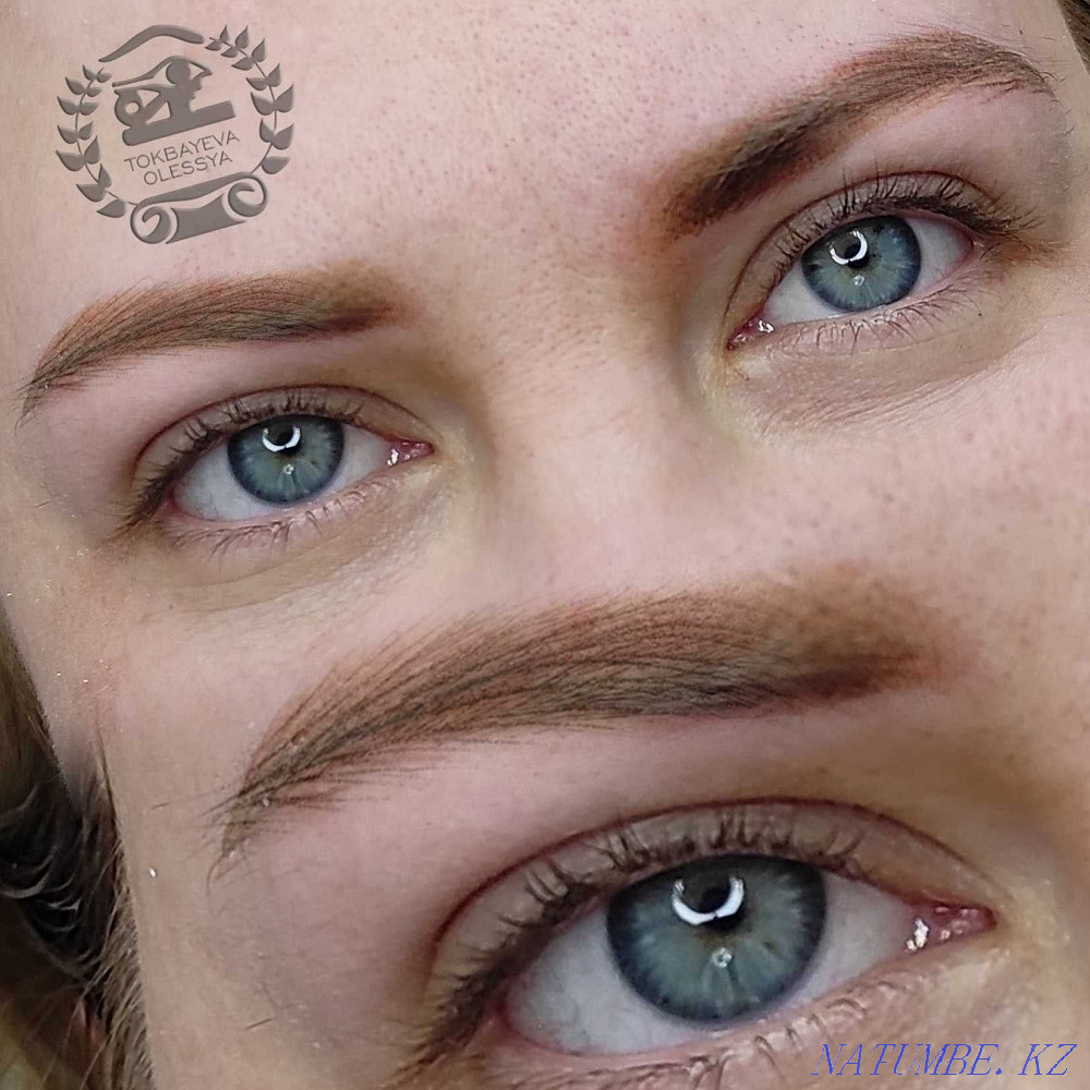 Волосковый татуаж бровей в техники гипперриализм Алматы - изображение 2